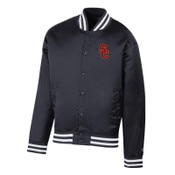 USC Trojans Men's Champion Black SC Interlock Super Fan Satin Bomber Jacket